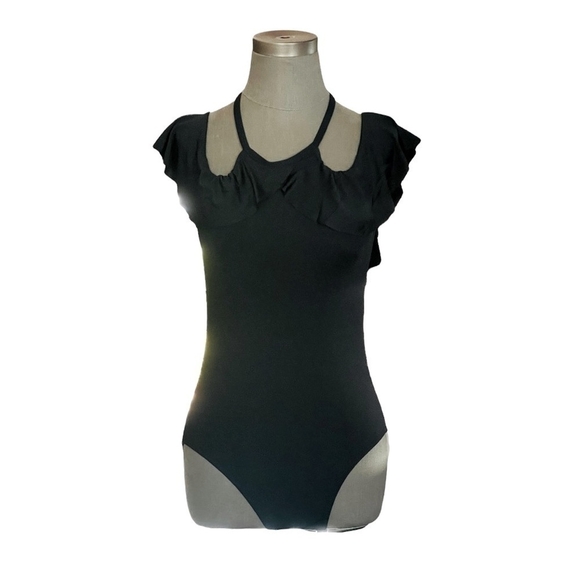 Sexy LA BLANCA One Piece Black Bathing Suit Rushed Swimsuit for Women - Picture 2 of 7